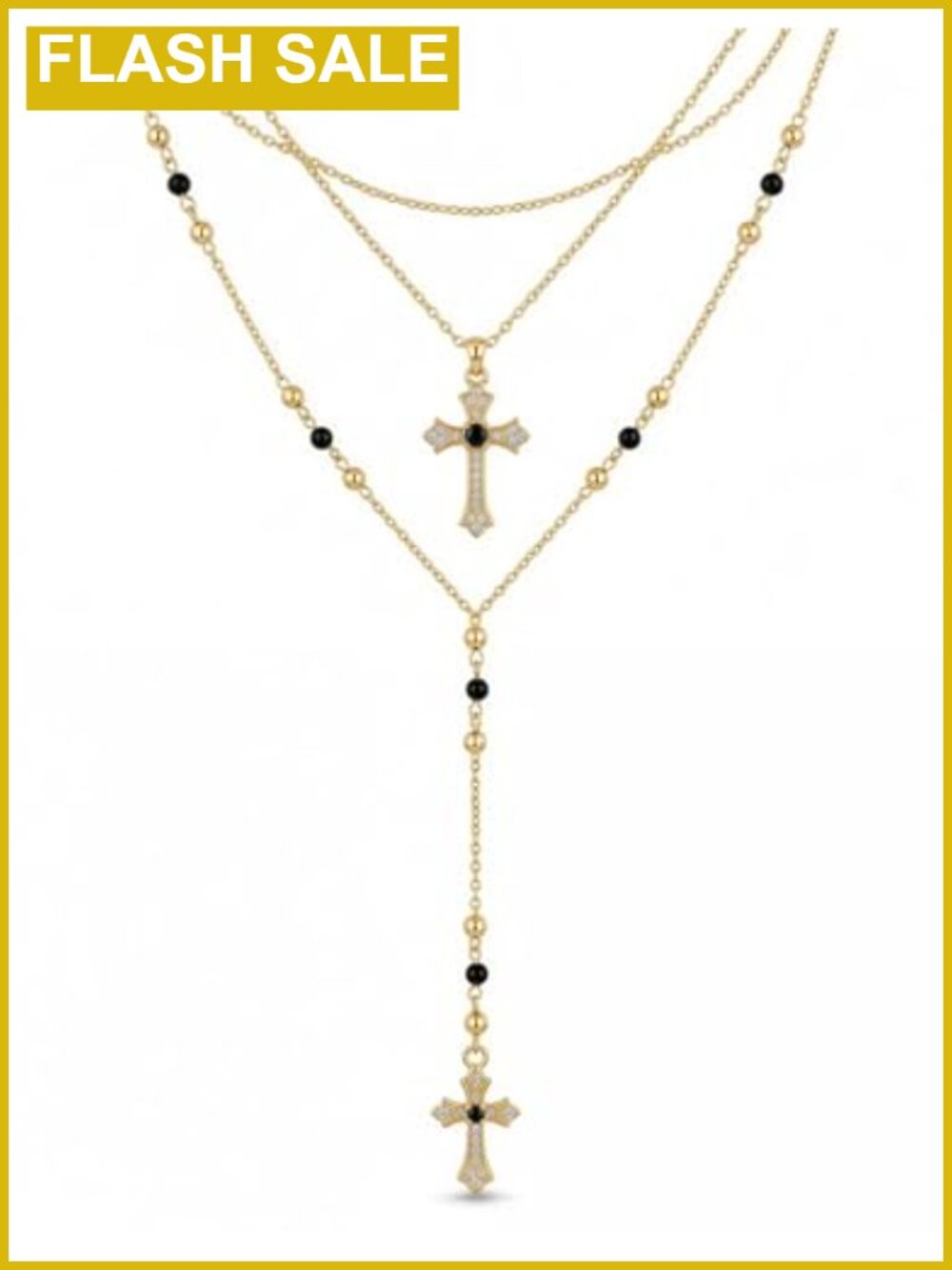 Layered Gold Cross Necklaces for Women Trendy Bohemian Pearl Y Long Pendant Set